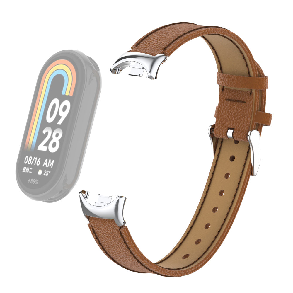For Xiaomi Smart Band 8 Genuine Cow Leather Watch Band Litchi Texture Watch Strap with Connector For Xiaomi Smart Band 8 Genuine Cow Leather Watch Band Litchi Texture Watch Strap with Connector